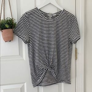 J. Crew Black/White Striped Tee Sz L
